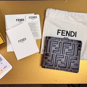 NWT Fendi Men's FF Zucca Embossed Bi-Fold Wallet w Dust Bag & Box